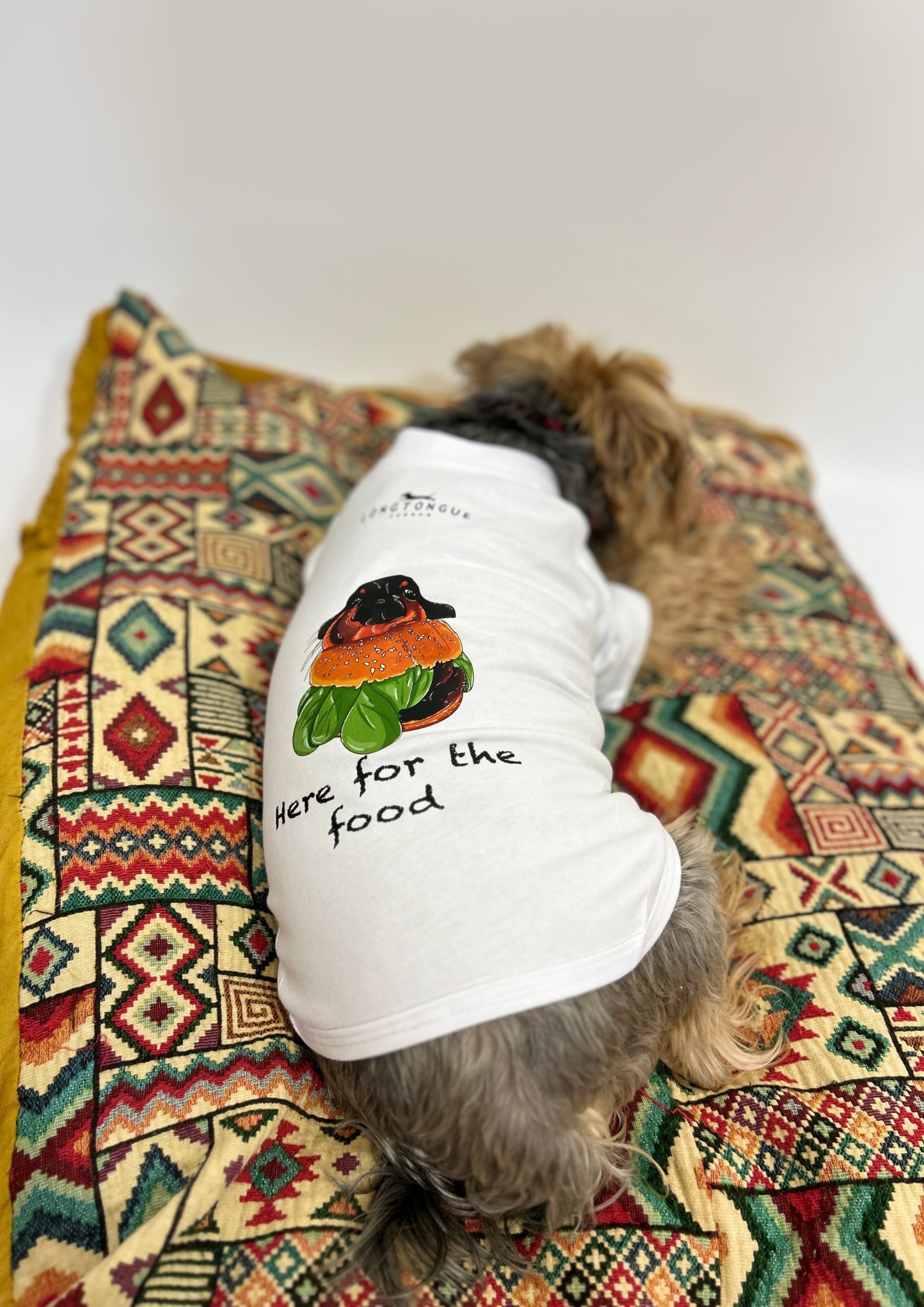 Longtongue Designer Dog T-shirts Here for the Food